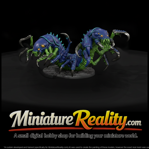 Stylized Two Headed Alien Centipede Miniature 3D M