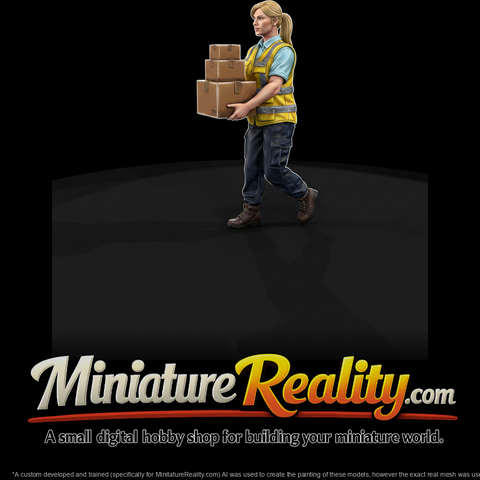 Delivery Worker Carrying Parcels miniature, three-quarter view
