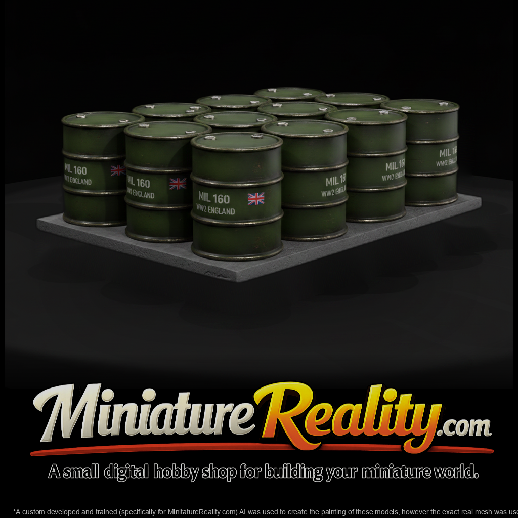 Mil 160 Ww2 England Oil Drum Row