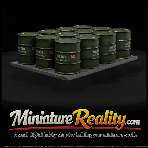Mil 160 Ww2 England Oil Drum Row