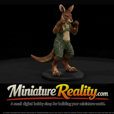 Boxing Kangaroo in Green Overalls
