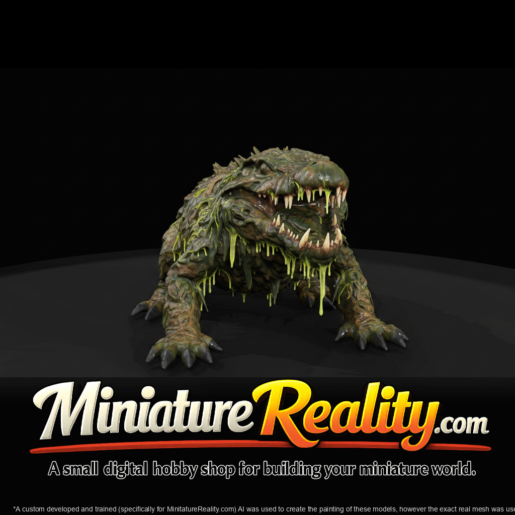 Blighted Swamp Crocodile miniature, three-quarter view