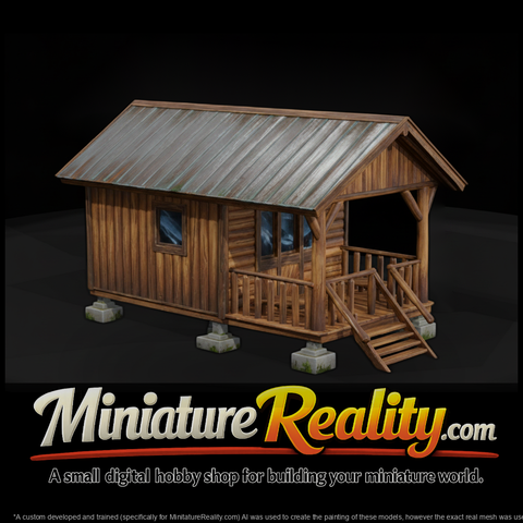 Forest Log Cabin miniature, three-quarter view