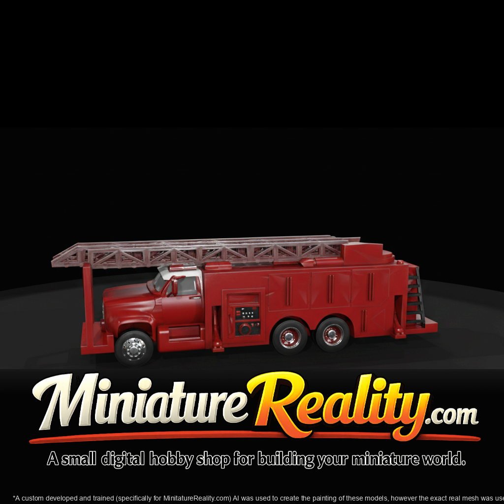 GMC Ladder Fire Truck miniature, three-quarter view