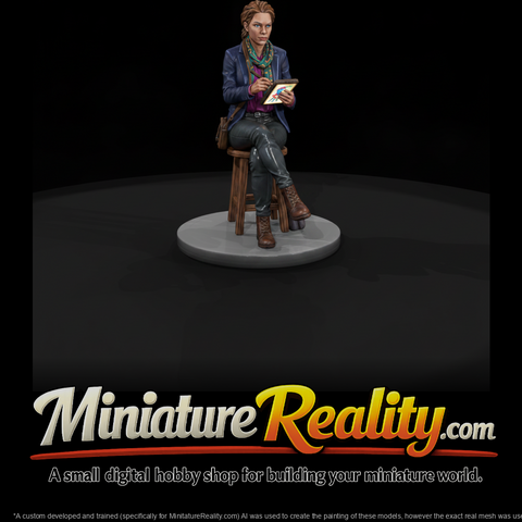 Courtroom Sketch Artist Alternate Pose miniature, three-quarter view