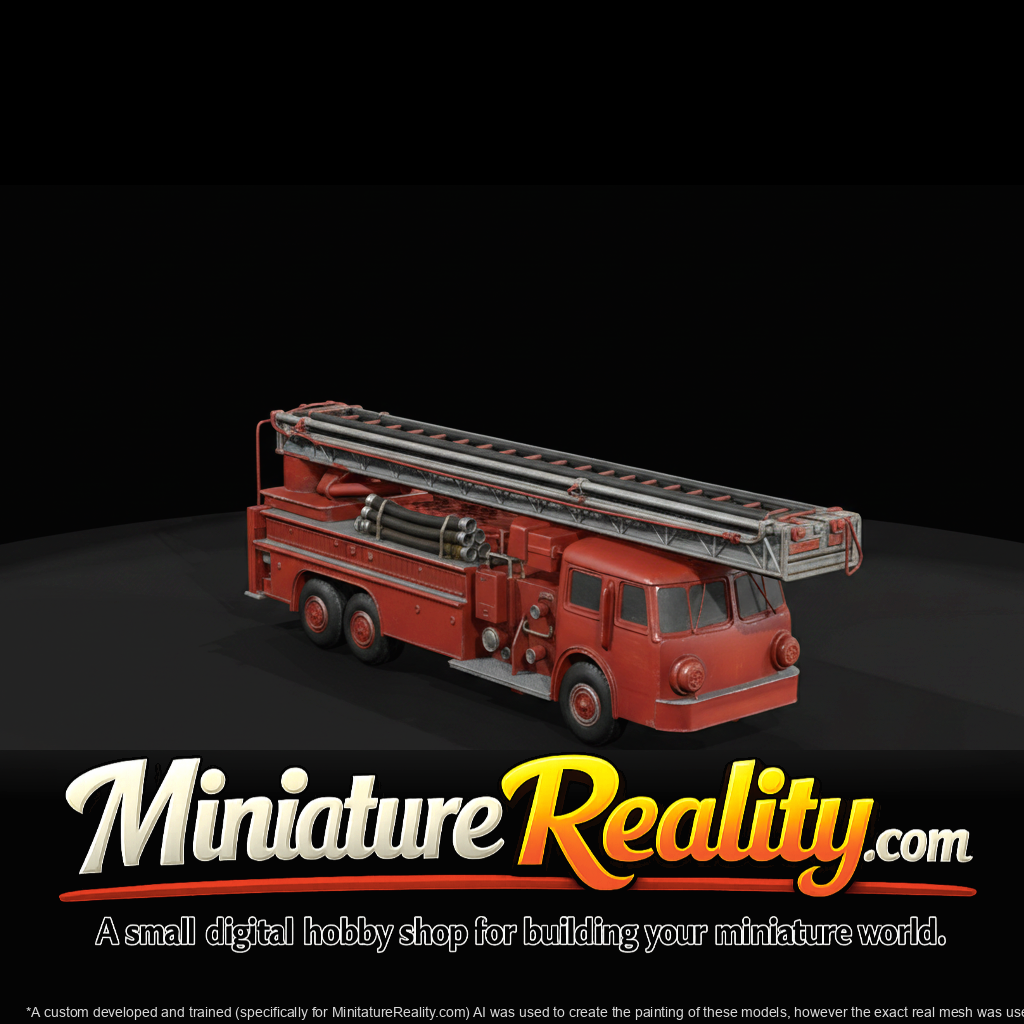 Fire Truck at Station miniature, three-quarter view