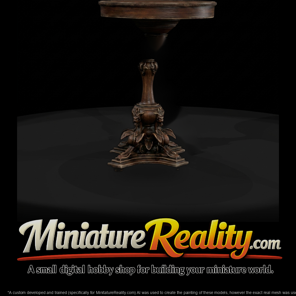 Baroque-Style Round Pedestal Side Table