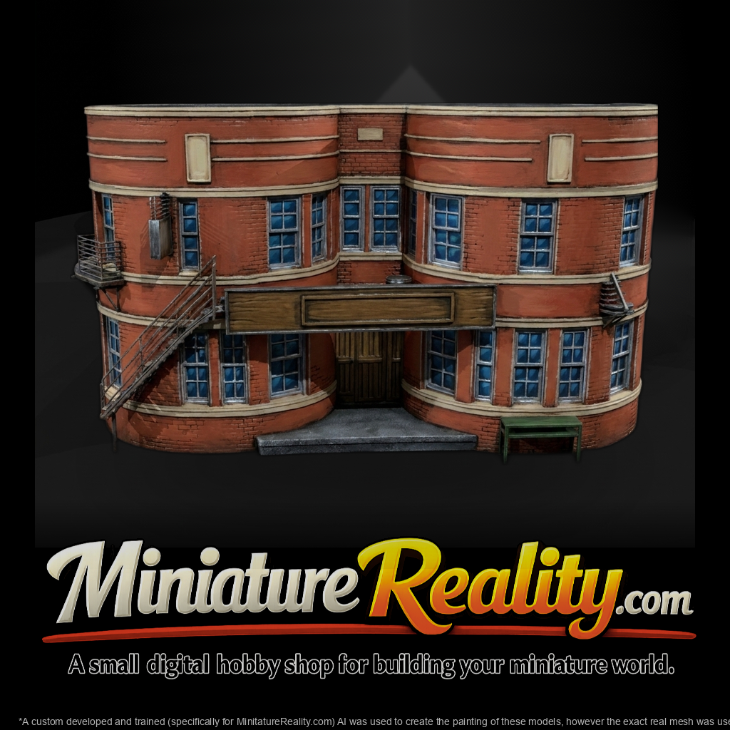 Curved Corner Commercial Building Shell — Two-Story