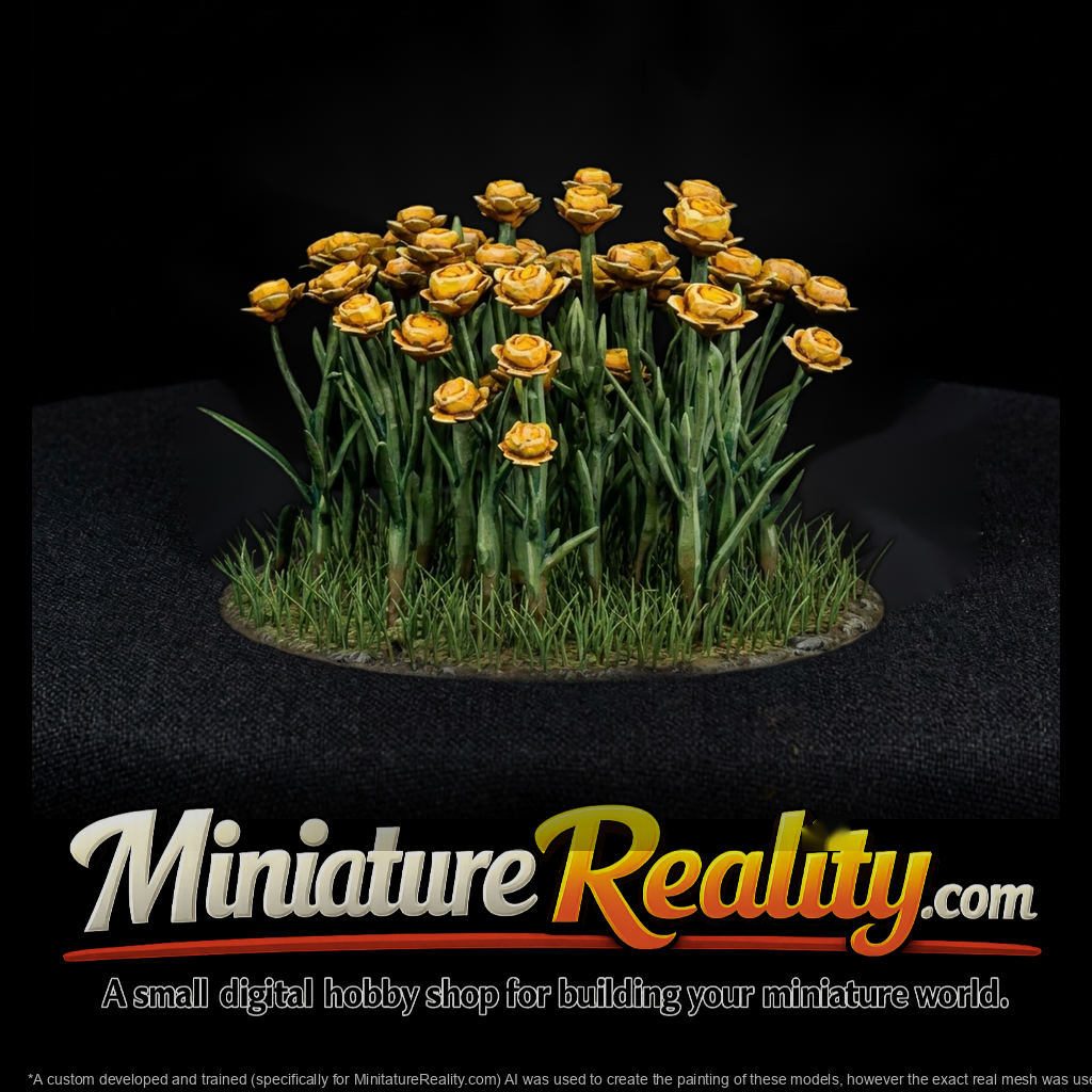 Stylized Low-Poly Wildflower Cluster miniature, three-quarter view