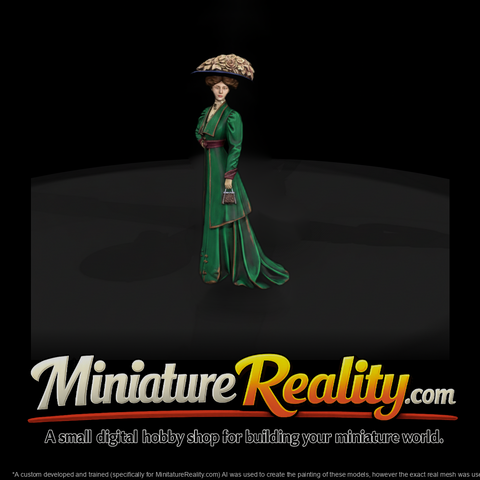 Edwardian Lady in Green Walking Dress