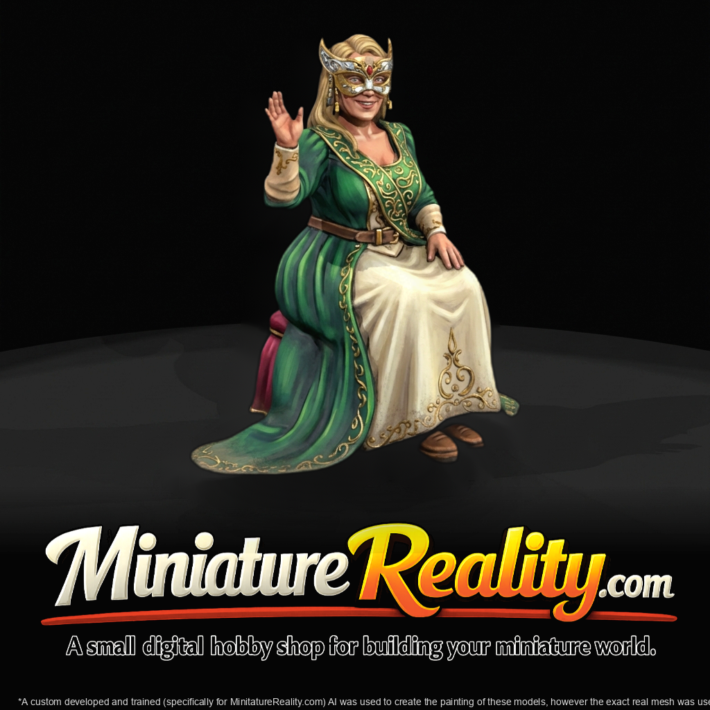 Masquerade Reveler in Green Gown