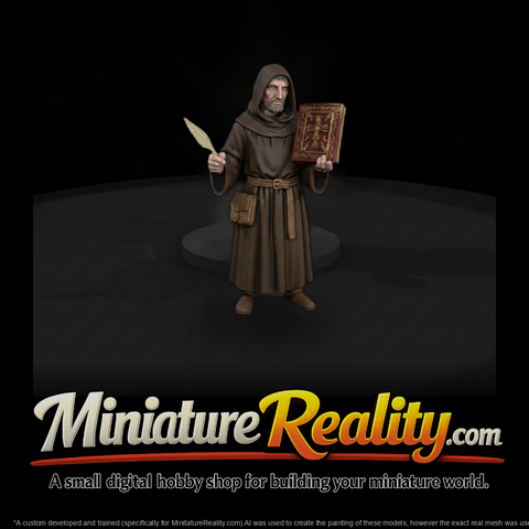 Hist 0214 Medieval Monk Scribe Miniature Figure