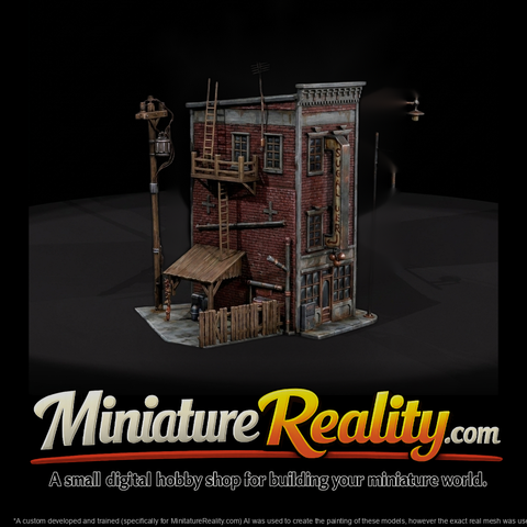 Two-Storey Corner Storefront with Balcony & Fire Escape