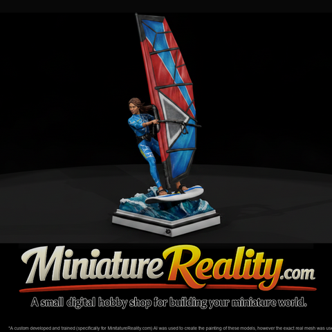 Windsurfer Riding a Sailboard on Waves