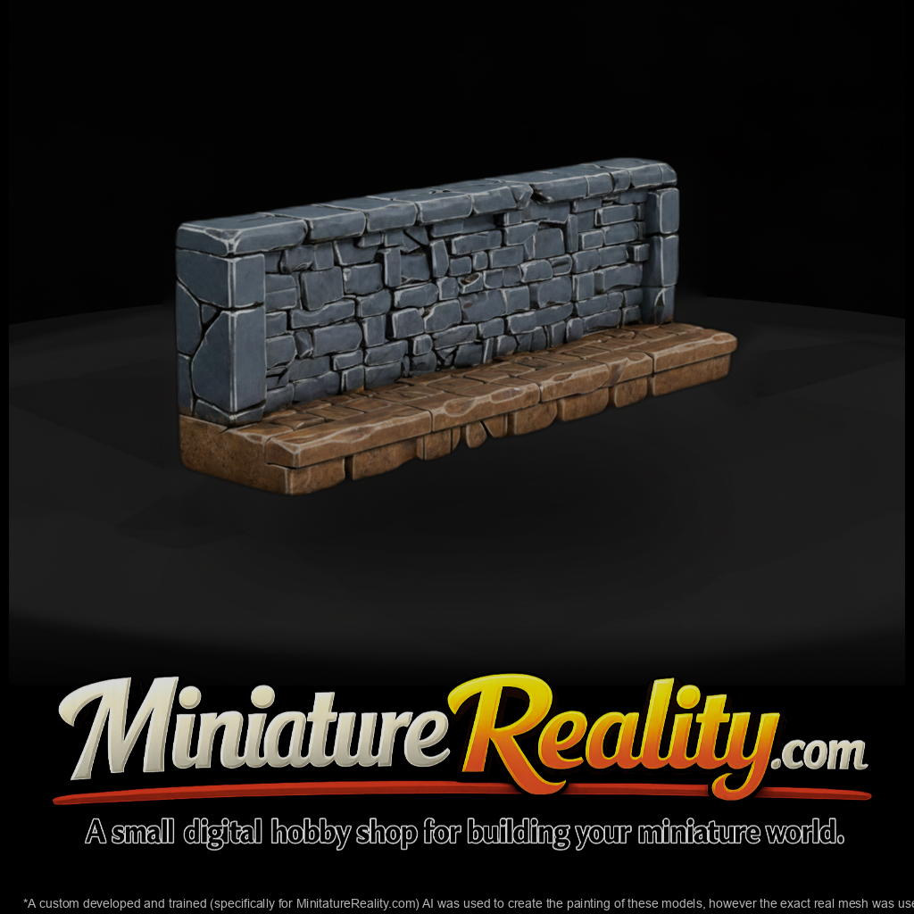 Low Poly Modular Stone Wall Terrain 3D Model 7C4Sv