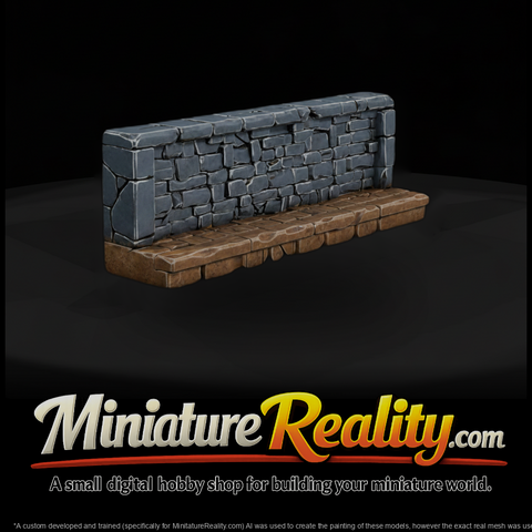 Low Poly Modular Stone Wall Terrain 3D Model 7C4Sv