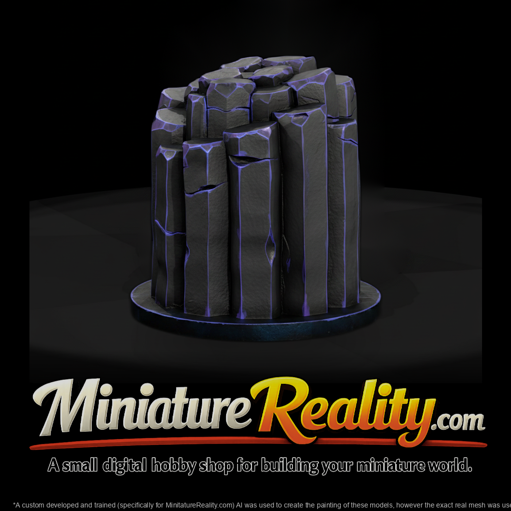 Stylized Basalt Column Rock Formation - Terrain miniature, three-quarter view