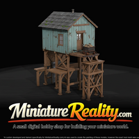 Wooden Mining Shack miniature, three-quarter view — thumbnail 3