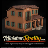 Mediterranean Stucco House miniature, three-quarter view — thumbnail 1