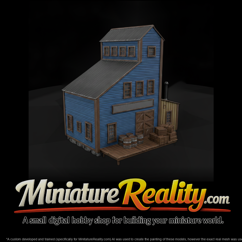 Old Industrial Building miniature, three-quarter view