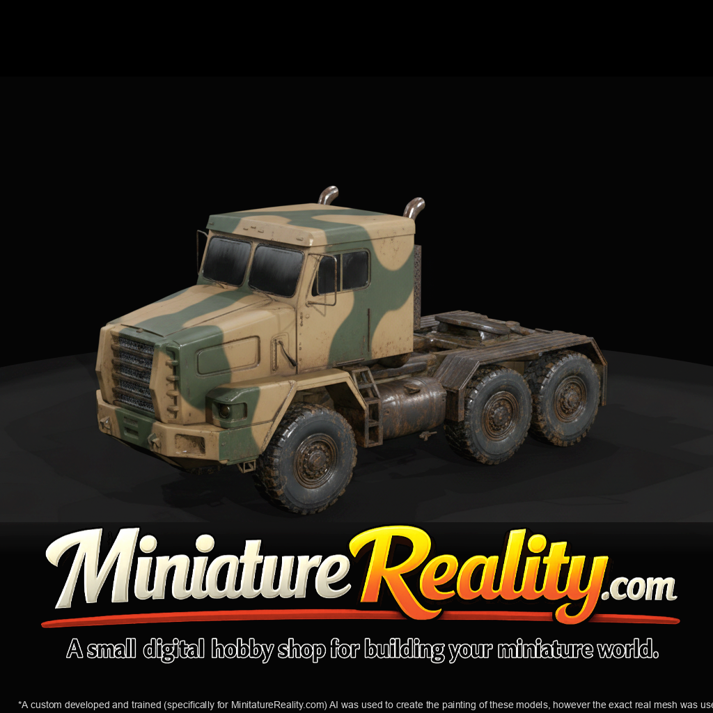 Oshkosh 1992 Heavy Tractor Truck - Detailed Cab Interior miniature, three-quarter view