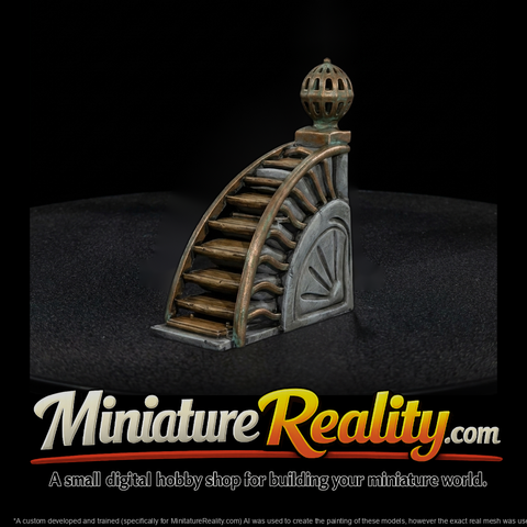 Curved Ornamental Staircase with Newel Post — Accessory