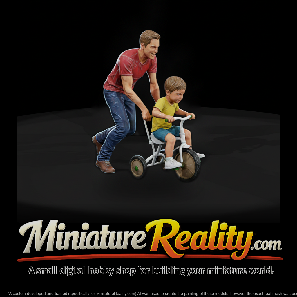 0062 Family Young Dad Tricycle
