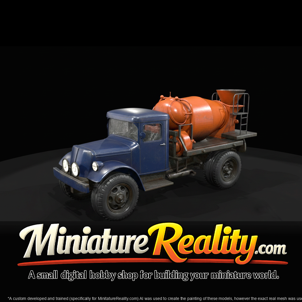 1960 Concrete Mixer Truck - Vintage Construction Truck miniature, three-quarter view