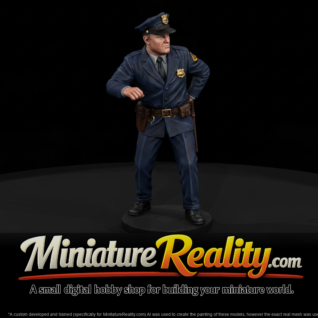 1950s City Police Officer Standing