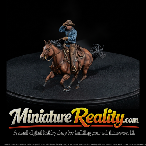 Cowboy on Galloping Horse — Mounted Figure