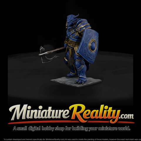 Stylized 3D Armored Dragonborn Warrior Miniature H