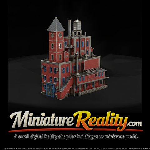 Model Industrial Building, three-quarter view