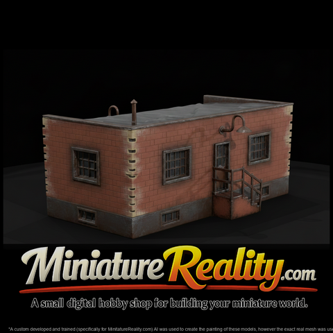 Model Brick Industrial Building, three-quarter view
