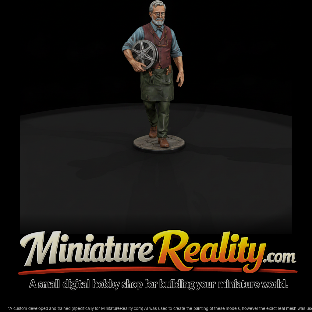 Old Cinema Projectionist Alternate Pose miniature, three-quarter view
