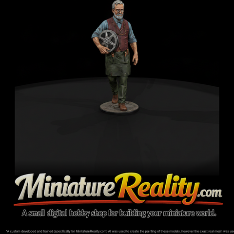 Old Cinema Projectionist Alternate Pose miniature, three-quarter view