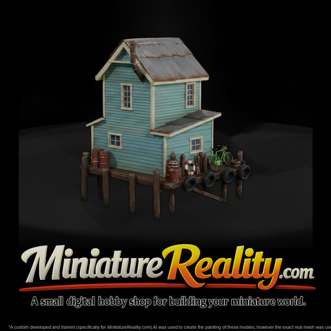 Model Fishing Bait Store Pier, three-quarter view