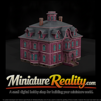 Pink Victorian Mansion miniature, three-quarter view — thumbnail 1