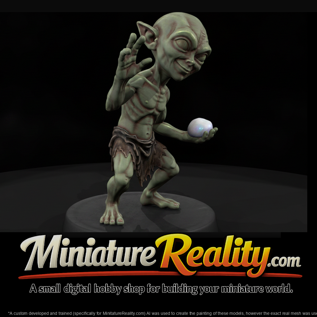 Little Green Goblin with Glowing Orb