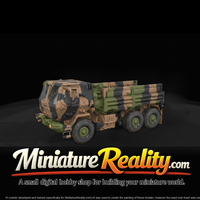 FMTV M1083A2 6x6 Cargo Truck - Open Bed miniature, three-quarter view — thumbnail 3