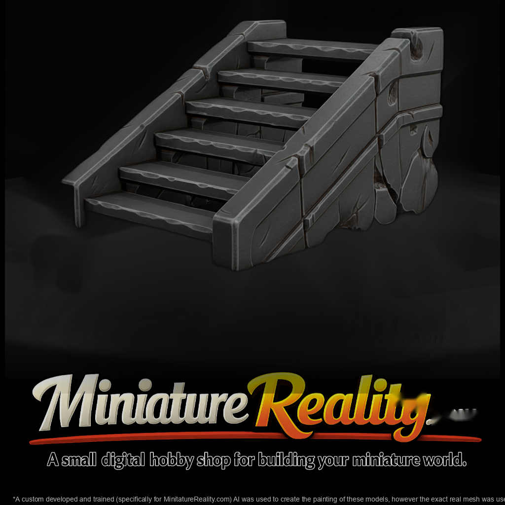 Stylized Ruined Stone Stairs 3D Model 0Kgxv6J1