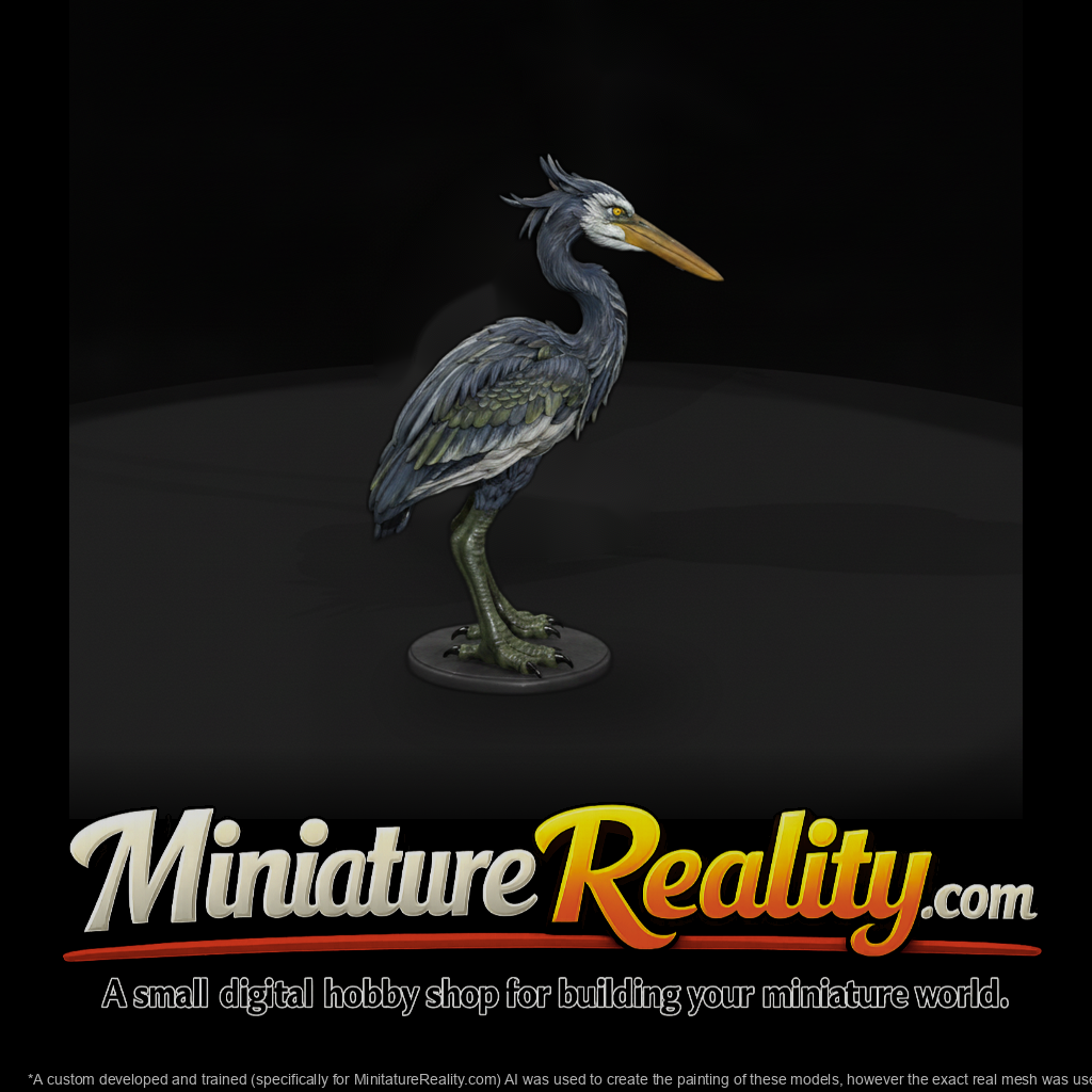 Mire Wade Heron Beast miniature, three-quarter view