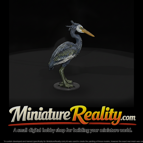 Mire Wade Heron Beast miniature, three-quarter view