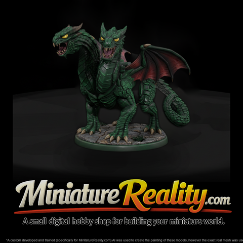 Stylized Two Headed Dragon Miniature 3D Model Cimx