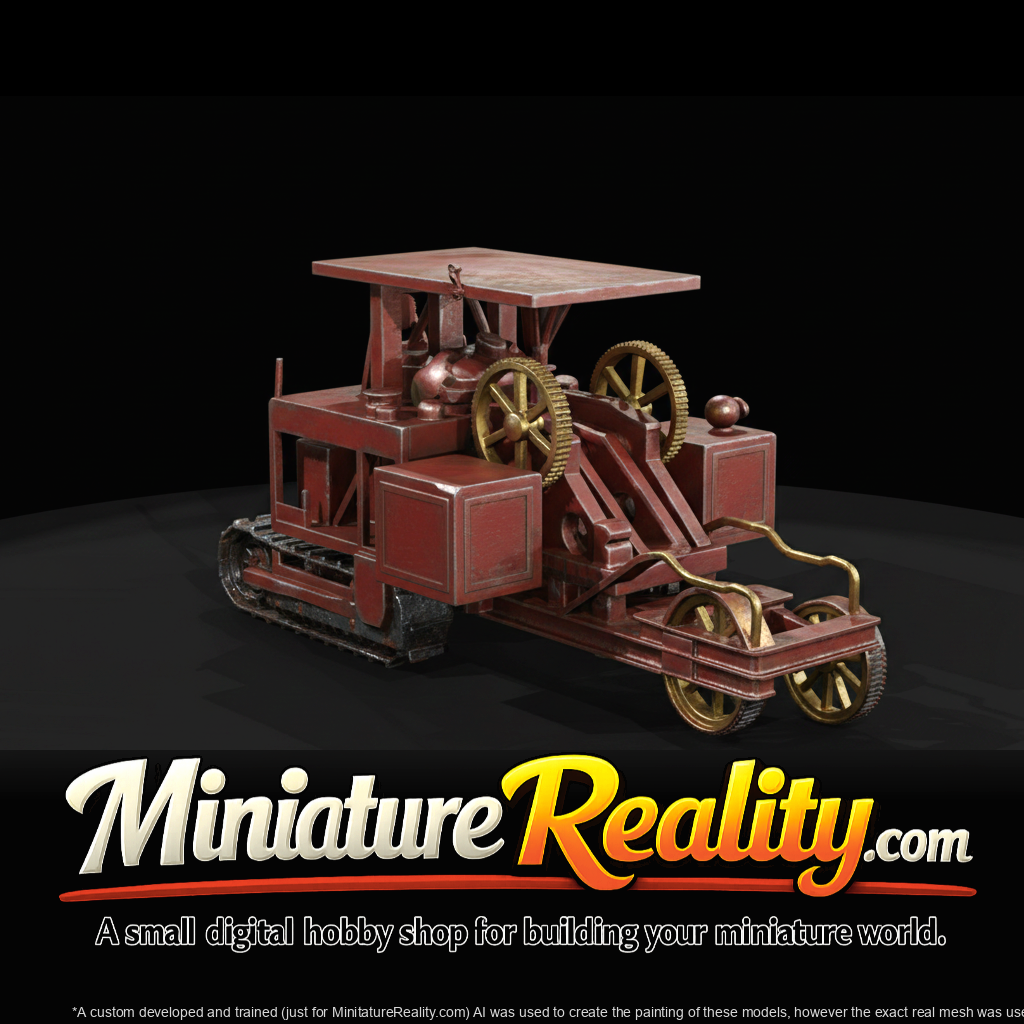 Antique Agricultural Tractor miniature, three-quarter view
