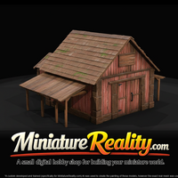 Older Barn with Side Stalls miniature, three-quarter view — thumbnail 3
