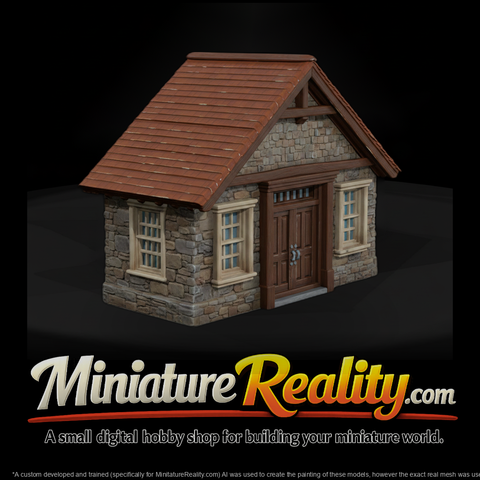Small Stone Meeting Hall miniature, three-quarter view
