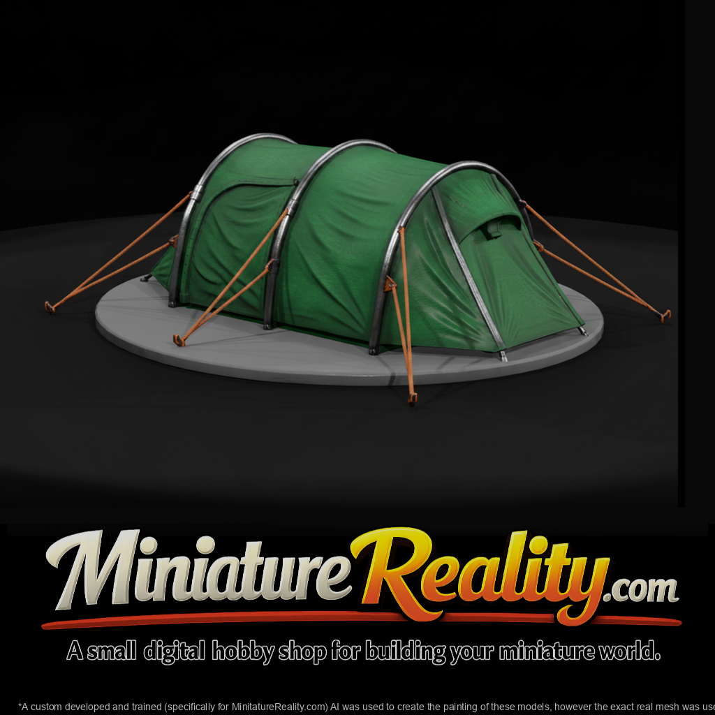 Green Tunnel Camping Tent with Guy Lines