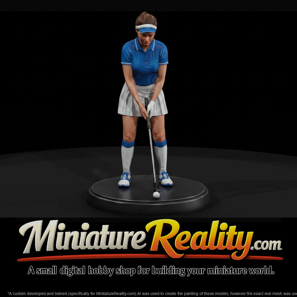 Woman Golfer Lining Up a Putt
