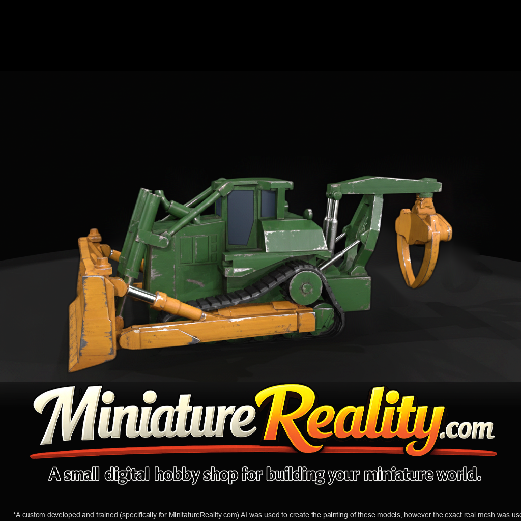 Skid Dozer miniature, three-quarter view