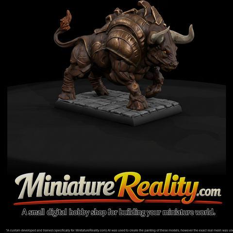 Bronze Bull Monster Scenegui A01 miniature, three-quarter view